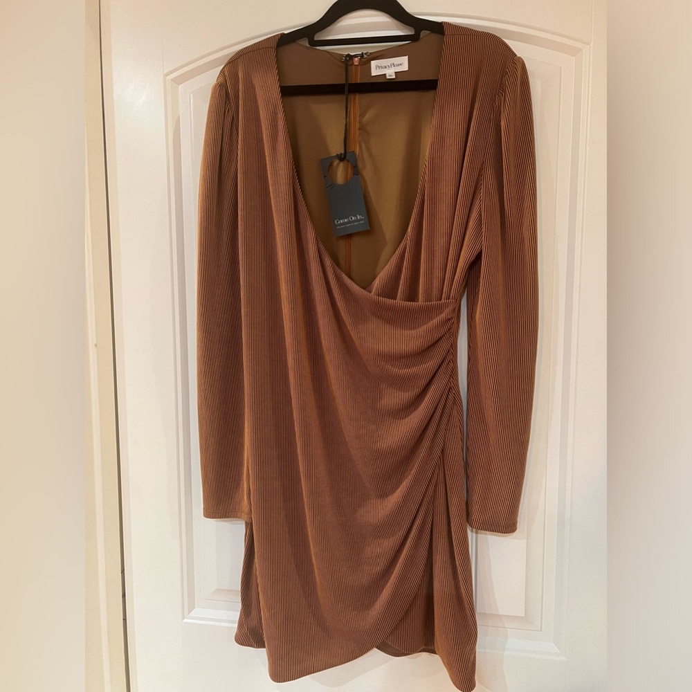 Keira Mini Dress in Brown Tonal Stripe